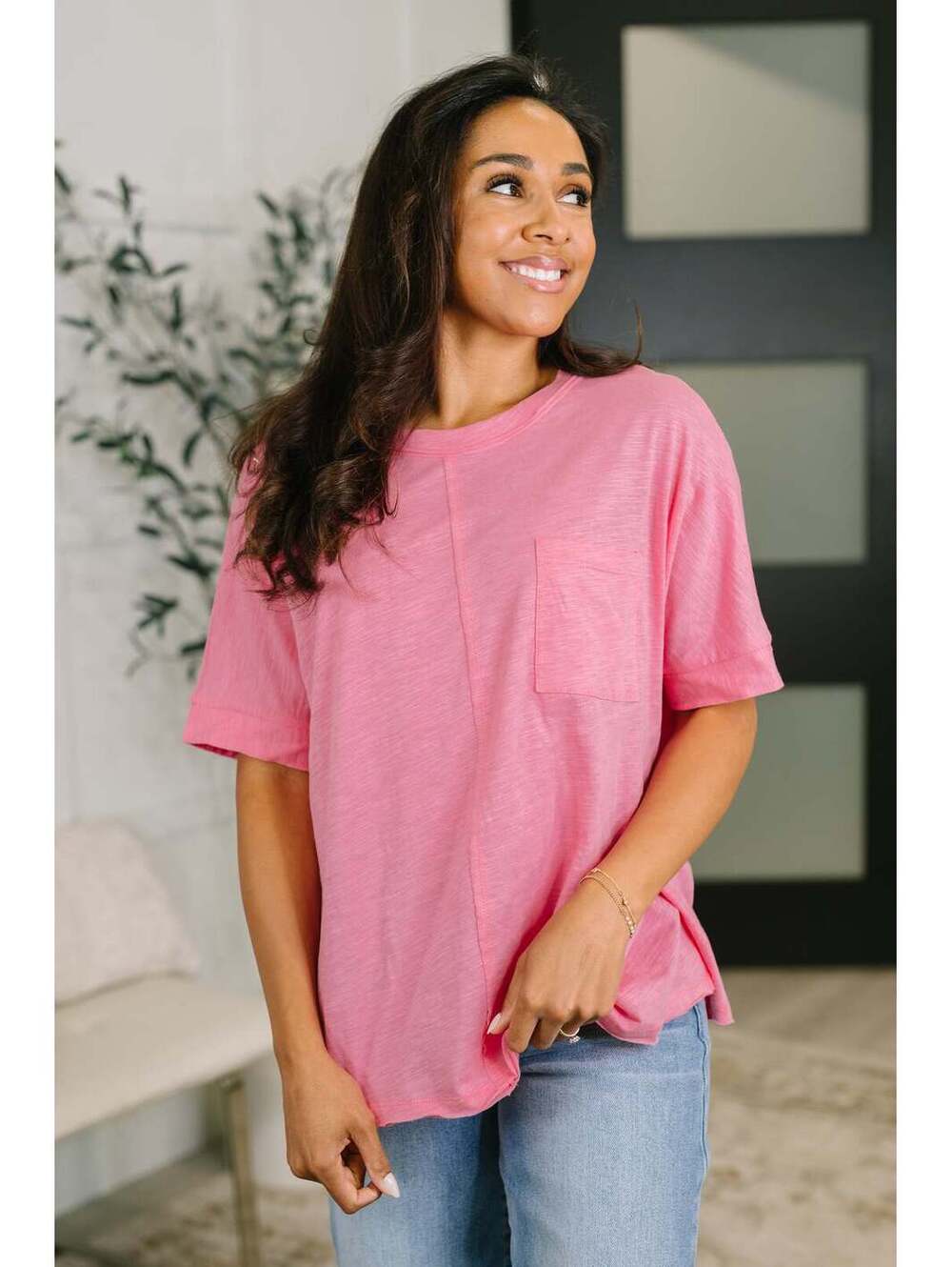 The Layback Relaxed Basic Tee in Pink